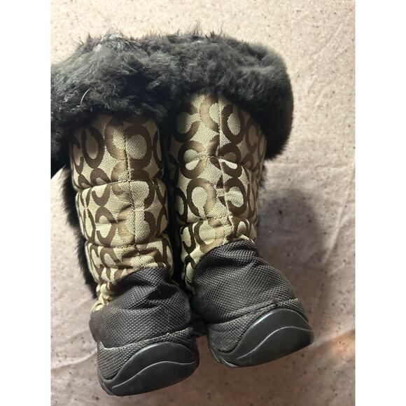 Coach Monogram C Rabbit Fur Lined Lace Up Boots Women’s 8 - Picture 6 of 10